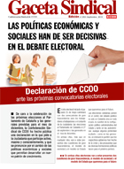 Gaceta Sindical n 252: Declaracin de CCOO ante las prximas convocatorias electorales
