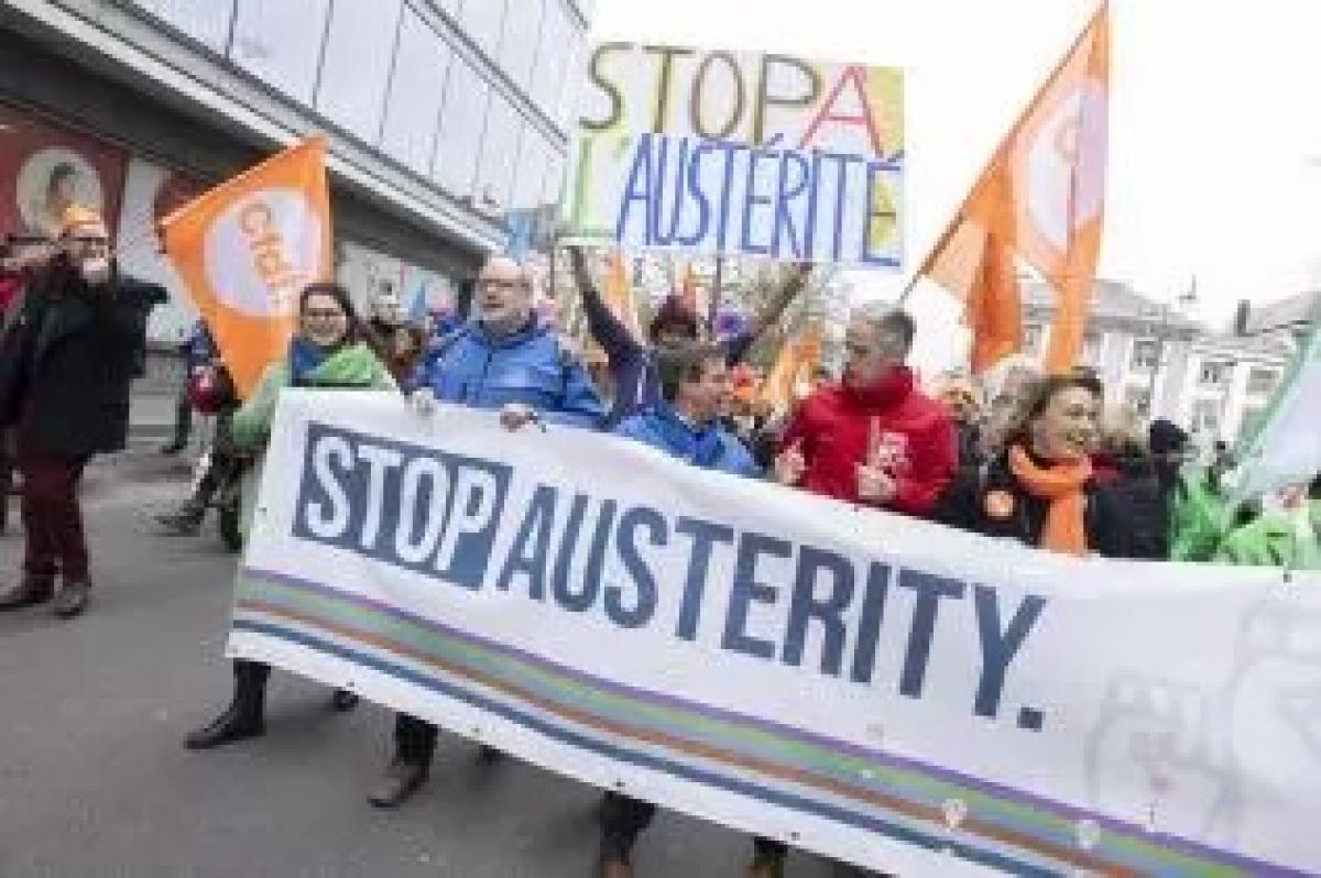 Manifestacin contra la austeridad [Foto de la CES]