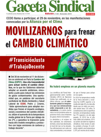 Gaceta Sindical n 261: CCOO llama a participar en las movilizaciones convocadas por la Alianza por el Clima