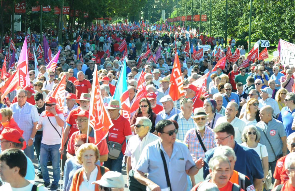 La manifestacin por el Paseo del Prado de Madrid