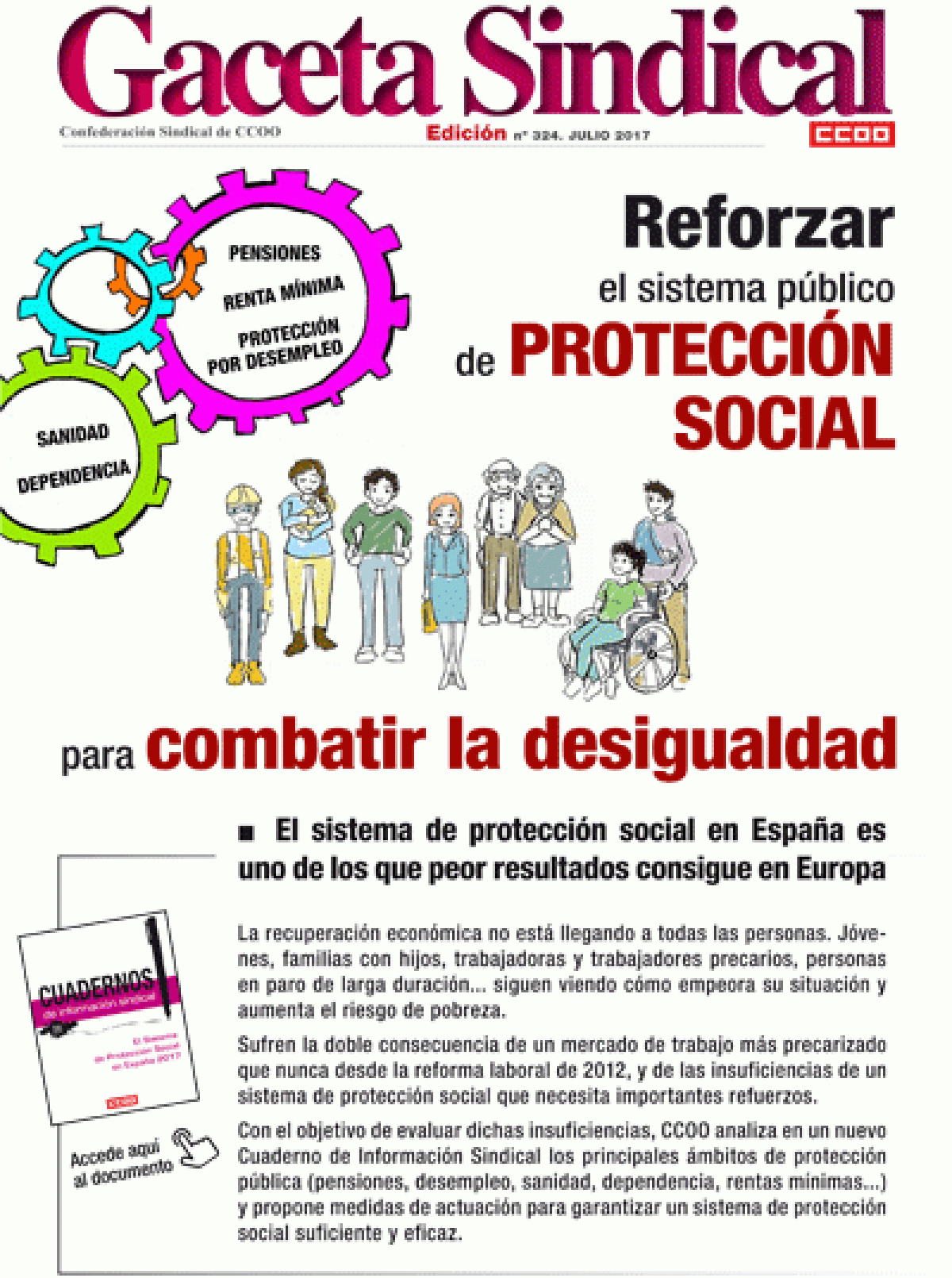 Gaceta Sindical n 324: Reforzar el Sistema Pblico de Proteccin Social