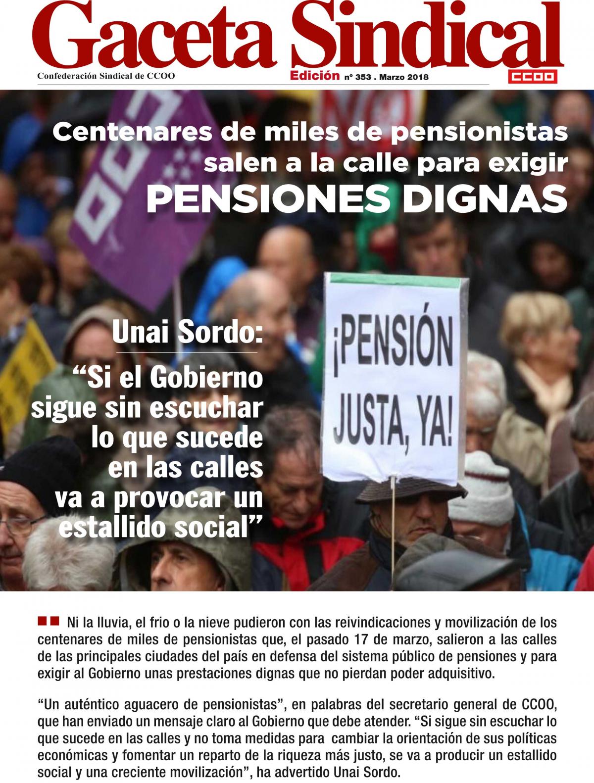 Gaceta Sindical n 353 Manifestaciones pensionistas 17-M