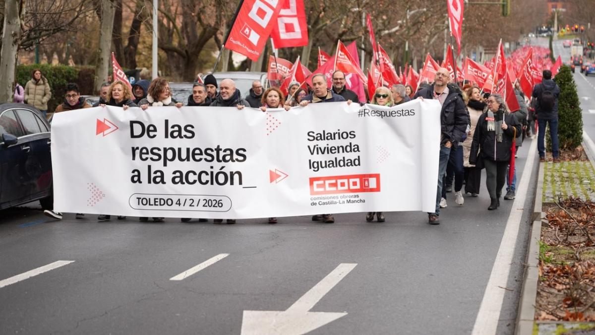Unai Sordo ha participado en la multitudinaria manifestación en Toledo que acabó en una masiva asamblea.