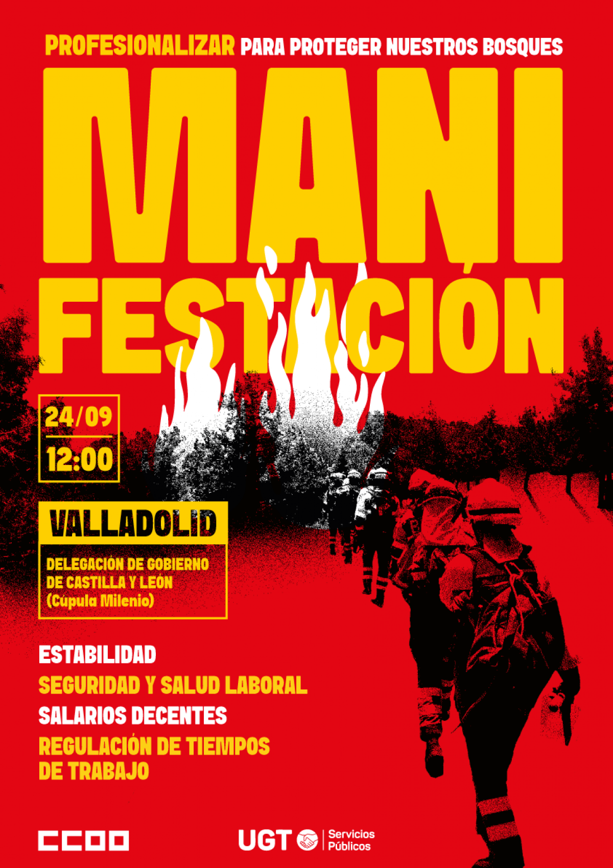 Manifestacin estatal de bomberos forestales en Valladolid