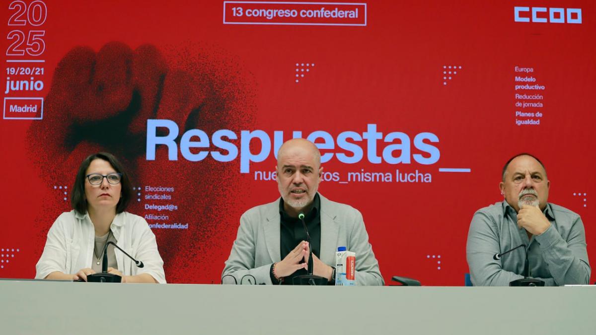 Empar Pablo, Unai Sordo y Agustn Martn presentan el 13 Congreso de CCOO