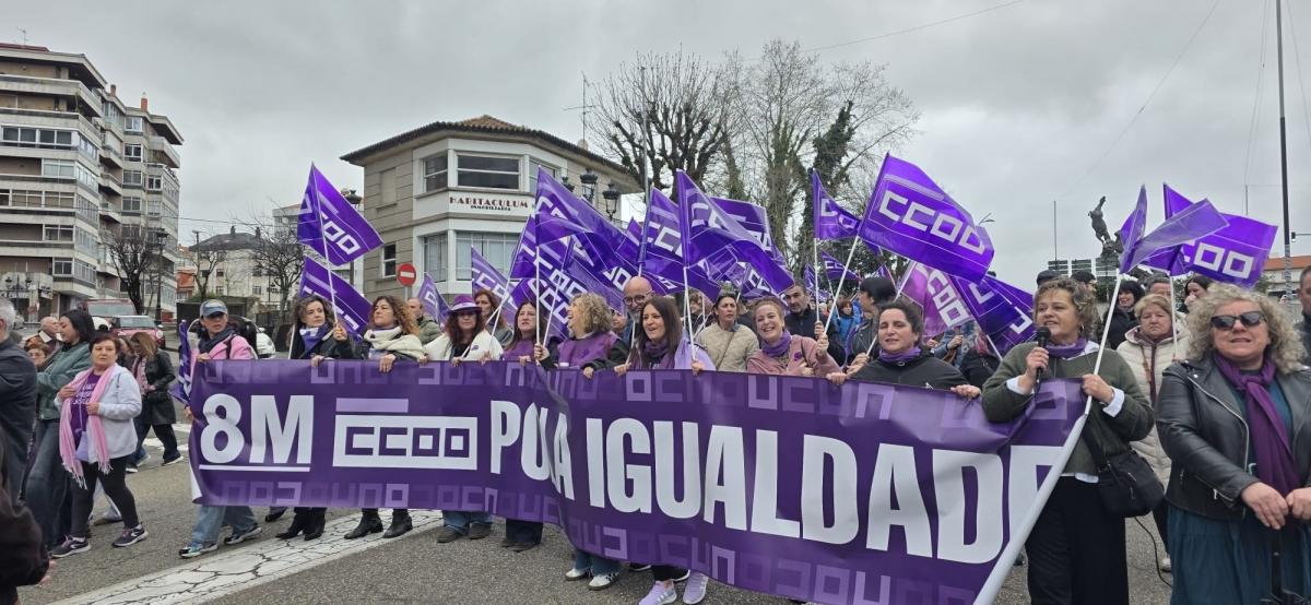 Y en Vigo, nuestros lemas recordaron que las mujeres somos motor de cambio social y exigimos políticas públicas que garanticen condiciones dignas para todas las mujeres trabajadoras.