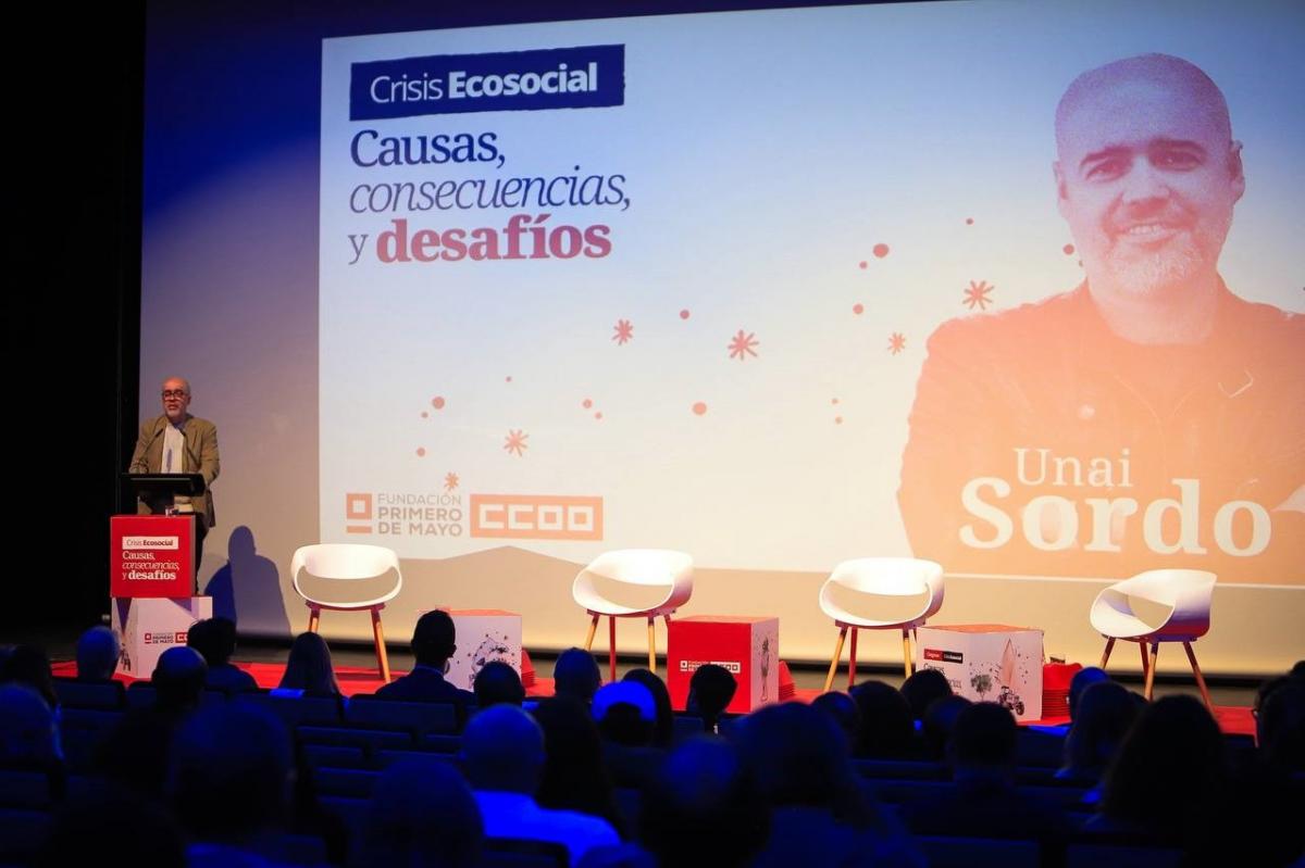 La Fundacin 1 de Mayo celebr en Teruel el Congreso 'Crisis Ecosocial: Causas, Consecuencias y Desafos' entre los das 25 y 26 de octubre de 2024. Unai Sordo, durante su clausura.