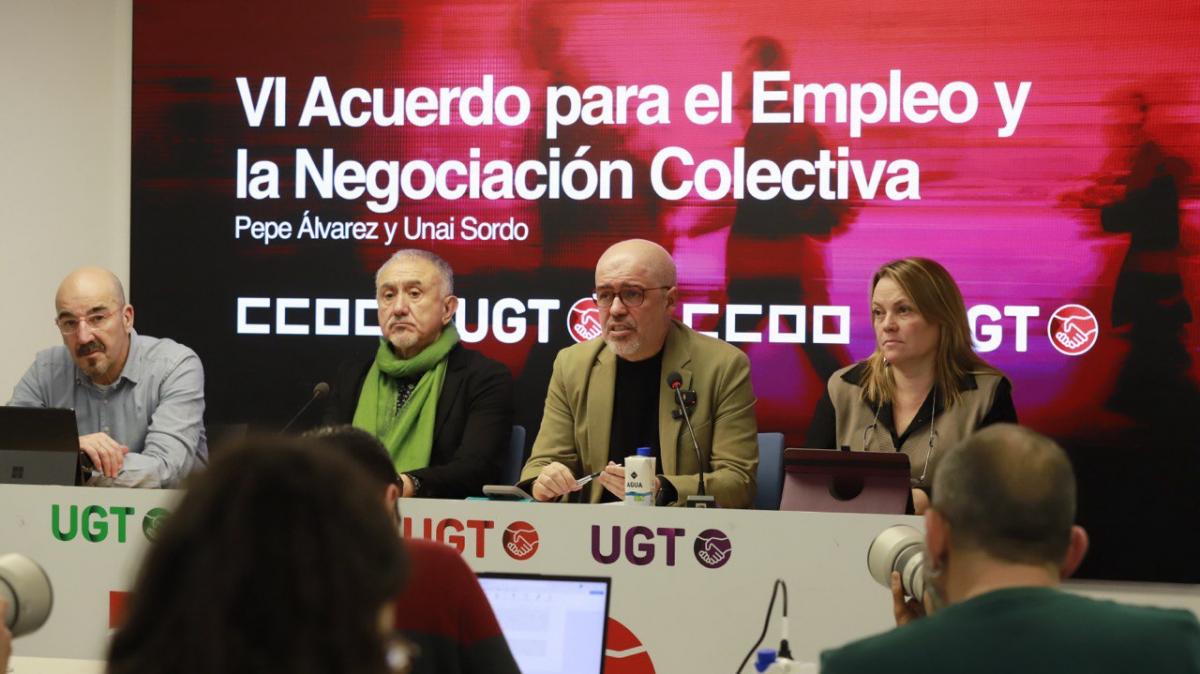 CCOO y UGT proponen una subida mínima anual del 4% en los convenios colectivos para los próximos tres años.