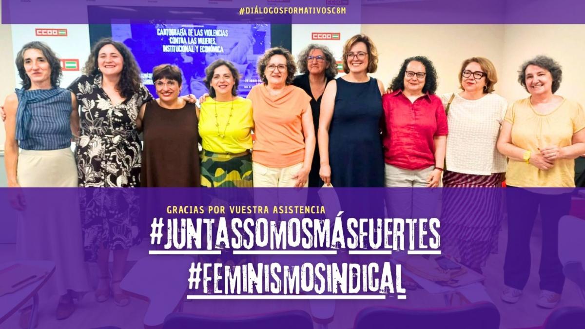 Participnates en el Diálogo formativo. De izquierda a derecha, Amalia Calderón, Diana García, Clara Castarnedo, Yolanda Carrasco, Paqui Granados, Marisa Kohan, Carolina Vidal, Mayña Muñoz, Ana Murcia y Beatriz Gimeno.