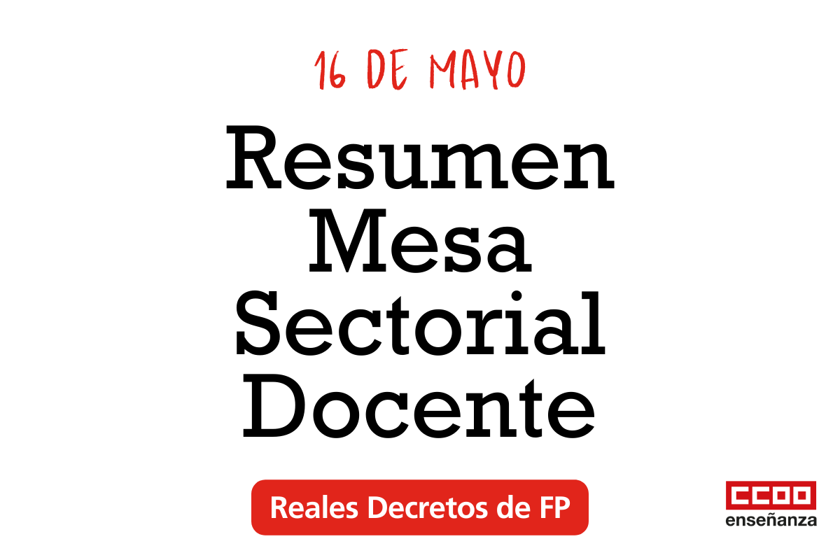Resumen mesa sectorial de 16 de mayo sobre Decretos de la FP