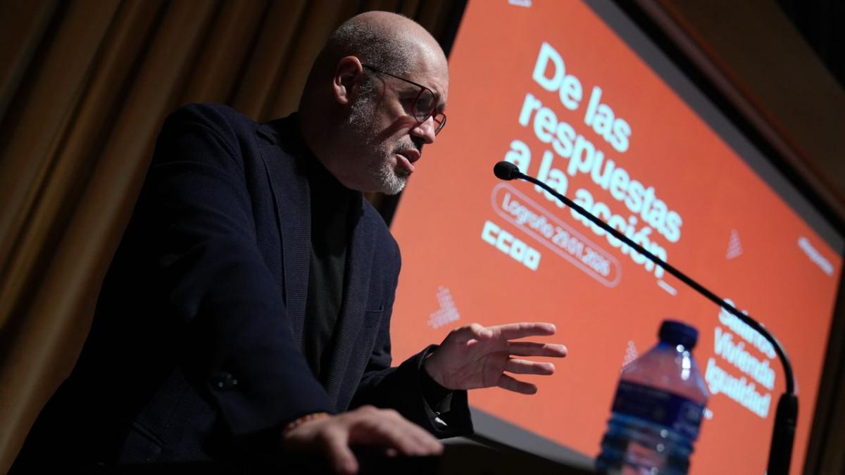 El secretario general de CCOO, Unai Sordo, en Logroño.