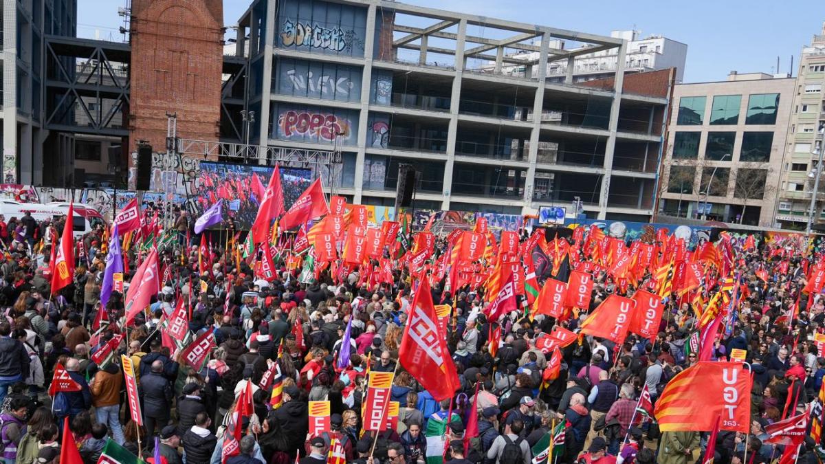 CCOO y UGT reclamaron en Barcelona rr la reduccin de la jornada laboral hasta las 37,5 horas.