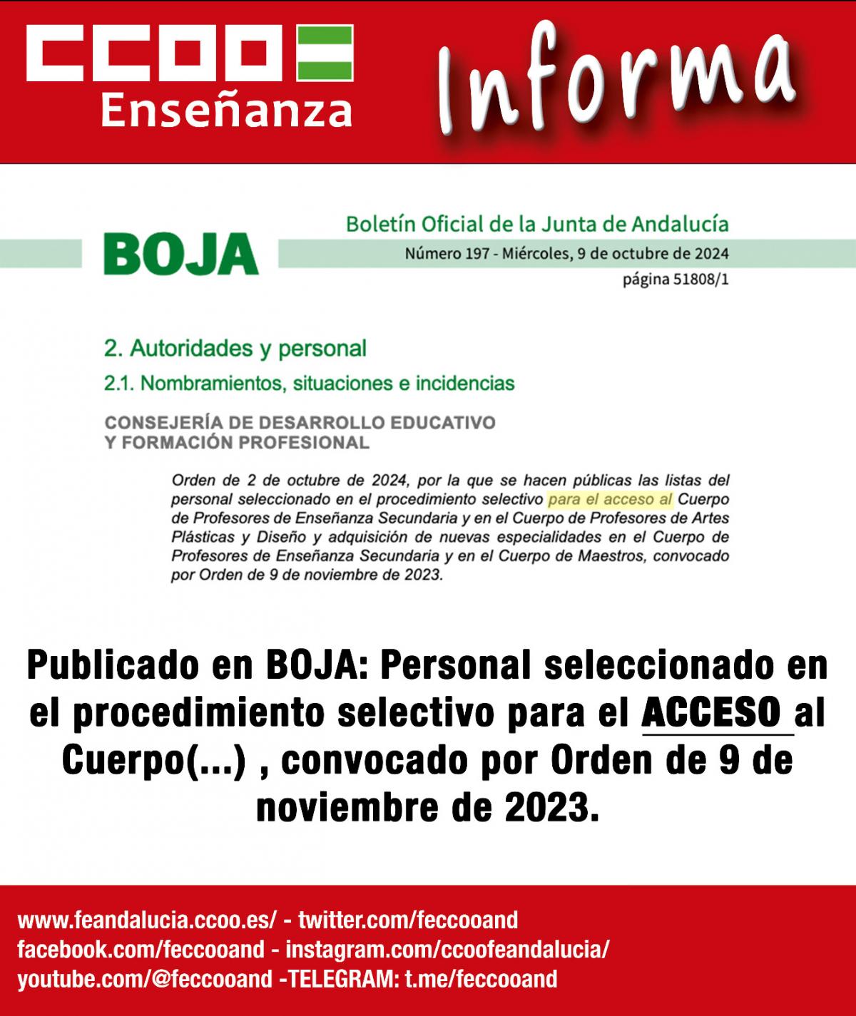 Oposiciones 9 nov 2023 resolucin BOJA